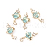 Brass Micro Pave Clear Cubic Zirconia Pendants ZIRC-P100-04G-4