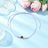 Adjustable Natural Quartz & Carnelian Round Beaded Braided Necklaces NJEW-JN05326-1