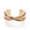 Brass Micro Pave Cubic Zirconia Cuff Earrings EJEW-M195-02G-3