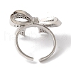 Bowknot Brass Micro Pave Clear Cubic Zirconia Open Cuff Rings for Women RJEW-C098-17P-3