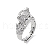 Cubic Zirconia Bear Adjustable Ring RJEW-K240-07P-3