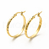 201 Stainless Steel Grooved Hoop Earrings with 304 Stainless Steel Pins for Women EJEW-M214-06D-G-2
