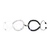 2Pcs 2 Style Magnetic Alloy Heart Charm Bracelets Set BJEW-TA00165-1