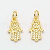 Palm Brass Micro Pave Cubic Zirconia Charms ZIRC-F017-04-1
