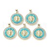 Rack Plating Brass Micro Pave Clear Cubic Zirconia Pendants KK-C041-06K-G-1