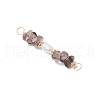 Natural Ice Obsidian Chip & Natural Cultured Freshwater Pearl Rice Beaded Connector Charms PALLOY-JF03707-03-3