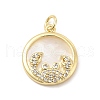 Brass Clear Cubic Zirconia with Shell Pendants KK-G450-02G-01-1