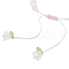 Natural Rose Quartz Beads Braided Bead Bracelets BJEW-MZ00167-05-4
