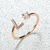 Brass Micro Pave Cubic Zirconia Cuff Rings for Women FS-WGA4C54-12-1
