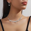 Teardrop Alloy Rhinestone Pendant Necklace & Stud Earring FS-WG7372C-03-2