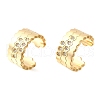 Brass Micro Pave Clear Cubic Zirconia Cuff Earrings EJEW-F370-32G-3