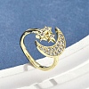 Brass Micro Pave Cubic Zirconia Cuff Rings for Women RJEW-D322-04G-1