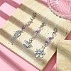 Flower/Crown/Wing Alloy & Glass Pendant Decorations HJEW-YW00005-4