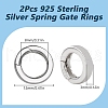 SUNNYCLUE 2Pcs 925 Sterling Silver Spring Gate Rings STER-SC0001-36A-2
