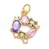 Rack Plating Brass Colorful Cubic Zirconia Pendants KK-M229-36G-1