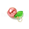 Pearlized Glass Pearl Round Pendants PALLOY-JF03386-01-5