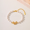 Fashionable Butterfly Brass Crystal Rhinestone & Imitation Pearl Braided Bead Bracelets for Women DV0214-5-1