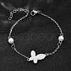 304 Stainless Steel Butterfly Link Bracelets BJEW-C098-01D-P-2