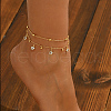 Cute and Sweet Brass Clear Glass Star Pendant Anklets for Women IN3694-2