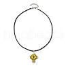 Transparent Electroplate Glass Pendant Necklaces NJEW-MZ00040-03-4