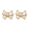 Brass Micro Pave Clear Cubic Zirconia Stud Earrings EJEW-H154-13G-4