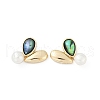 Teardrop Brass Abalone Shell Stud Earrings KK-D301-15G-2