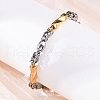 201 Stainless Steel Byzantine Chain Bracelets BJEW-B078-165GP-4