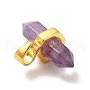 Natural Amethyst Double Terminal Pointed Pendants G-P481-01G-08-3