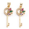 Brass Micro Pave Clear Cubic Zirconia Beads Pendant ZIRC-M114-19G-1