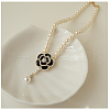Camellia Flower Alloy & Plastic Pearl Pendant Choker Necklaces FS-WG7D65B-03-1