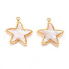 304 Stainless Steel Pave Natural Shell Pendants STAS-N115-22A-G-1