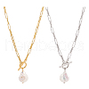 ANATTASOUL 2Pcs 2 Colors Mother's Day Jewellery Natural Pearl Beaded Pendant Neckaces Set NJEW-AN0001-16-1