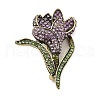 Tulip Alloy Rhinestone Brooches for Backpack Clothes JEWB-M069-02AG-01-2