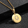 Brass Micro Pave Clear Cubic Zirconia Flat Round with Letter Pendant Necklaces FS-WG00655-07-1