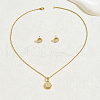 Stainless Steel Rhinestones Hexagon Pendant Necklaces & Stud Earring Sets for Women GG1852-2