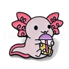 Axolotl with Bubble Tea Alloy Enamel Brooches JEWB-C029-08B-EB-1