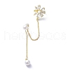 Flower Cubic Zirconia Asymmetrical Earrings EJEW-K088-05G-1