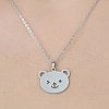 201 Stainless Steel Hollow Bear Pendant Necklace NJEW-OY001-96-1