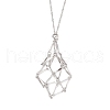 304 Stainless Steel Empty Macrame Pouch Pendant Singapore Chain Necklaces NJEW-JN05284-03-2