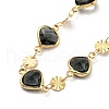 Faceted Heart Glass Beads Bib Necklaces NJEW-R263-19G-2