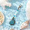 9Pcs Ocean Theme Alloy Charm & Glass Beads Pendant Decorations HJEW-JM03158-4