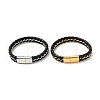 Leather & 304 Stainless Steel Braided Cord Bracelet with Magnetic Clasp for Men Women BJEW-C021-21-1