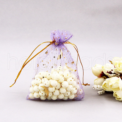 Rectangle Organza Drawstring Bags CON-PW0001-056B-13-1