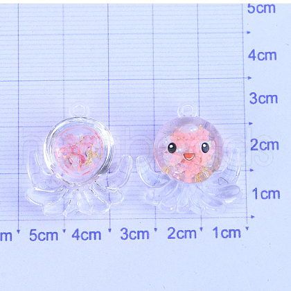 Luminous Transparent Resin Octopus Cabochons LUMI-PW0004-027B-1