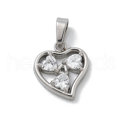 Ion Plating(IP) 304 Stainless Steel Micro Pave Cubic Zirconia Pendants STAS-Z107-04P-06-1