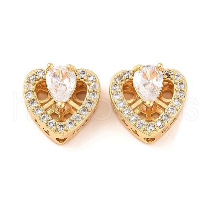Brass Micro Pave Clear Cubic Zirconia Beads KK-S389-23G-1