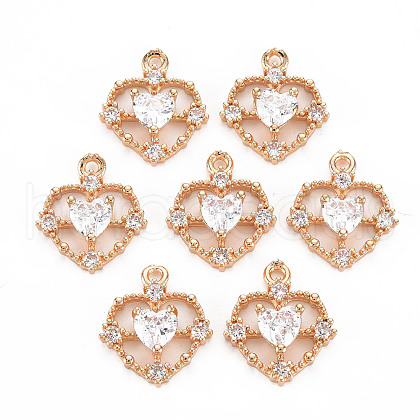 Rack Plating Brass Micro Pave Clear Cubic Zirconia Pendants KK-T060-52-RS-1