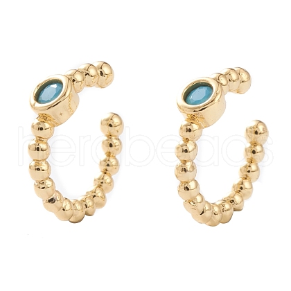Brass Micro Pave Cubic Zirconia Cuff Earrings EJEW-H109-01A-G-1