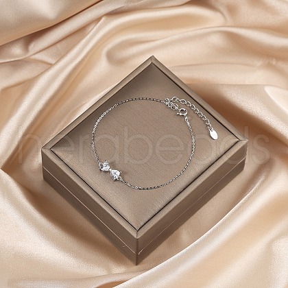925 Sterling Silver Bowknot Link Bracelets BJEW-C106-02P-1