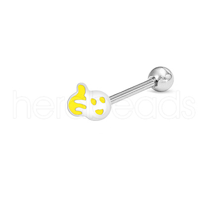 Face Stainless Steel Enamel Straight Barbell 15 Gauge Piercing Tongue Rings for Women Men WG3D6AB-06-1